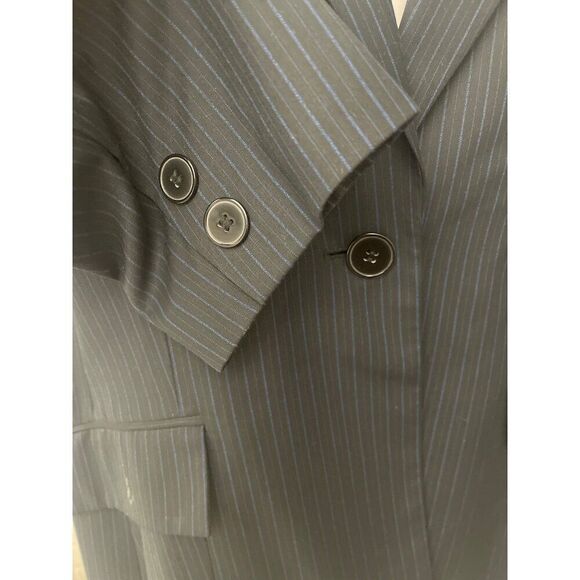Kasper Women Black & Blue Pin Striped One Button Blazer Size 18 - Picture 8 of 11